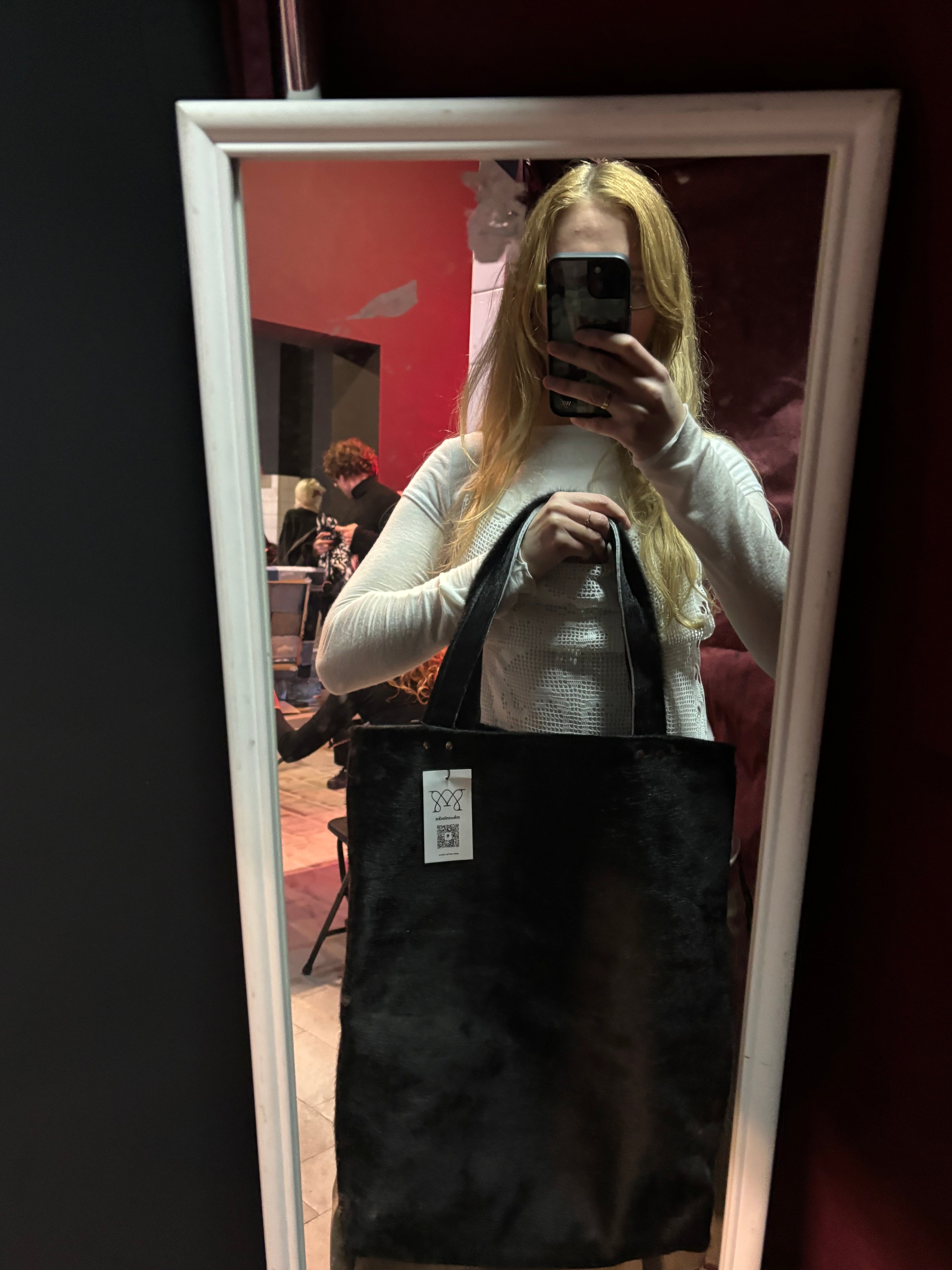 SHOPPER BAG BLACK COW HAIR