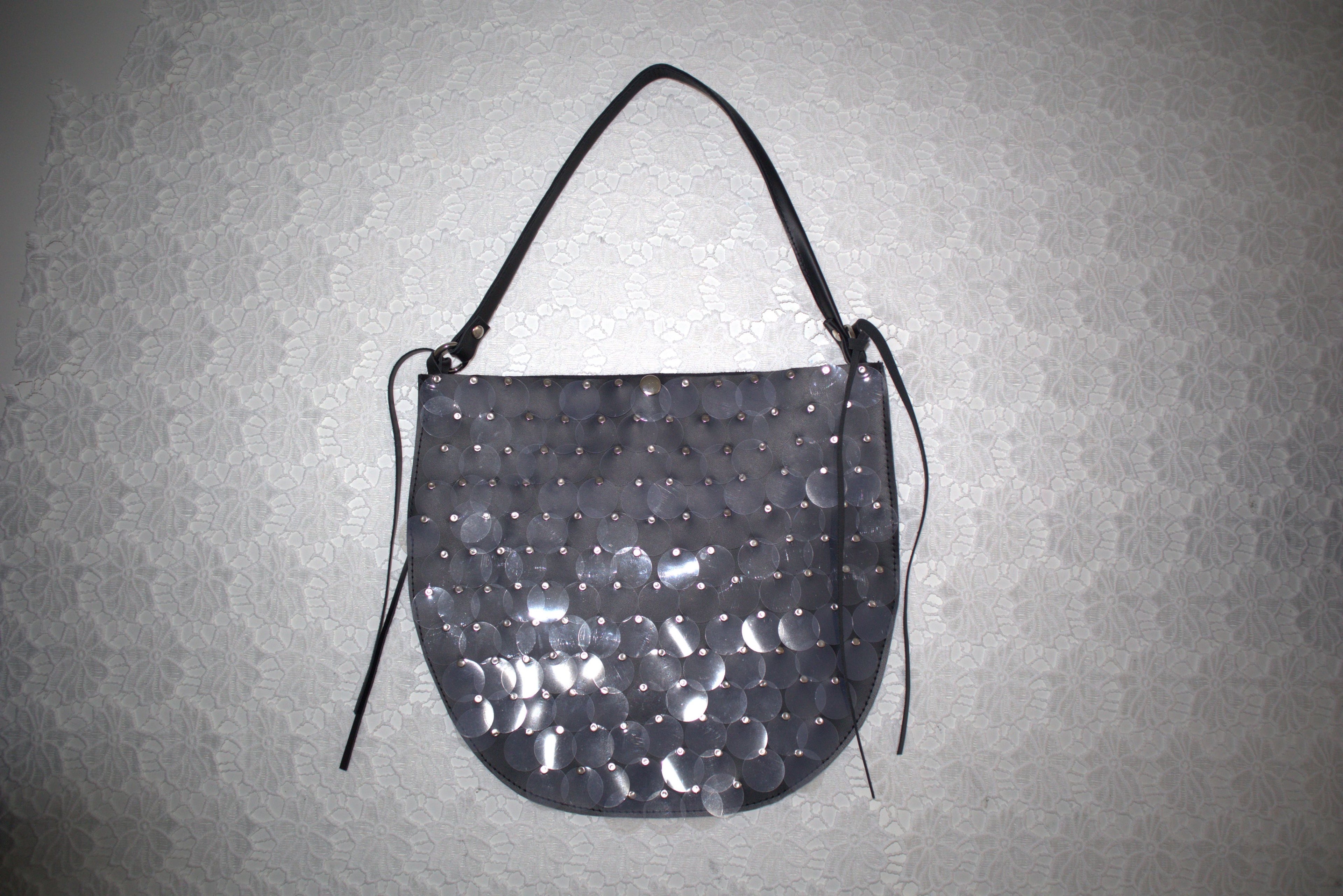 SEQUIN BAG BLACK LEATHER