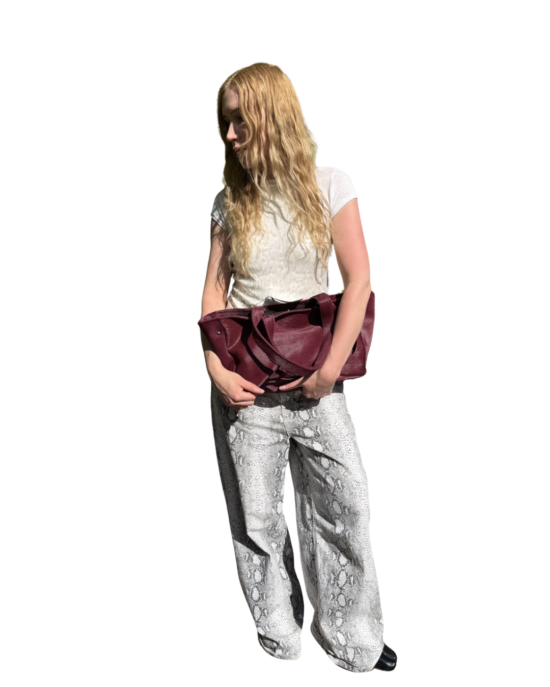 COW BURGUNDY LEATHER BAG