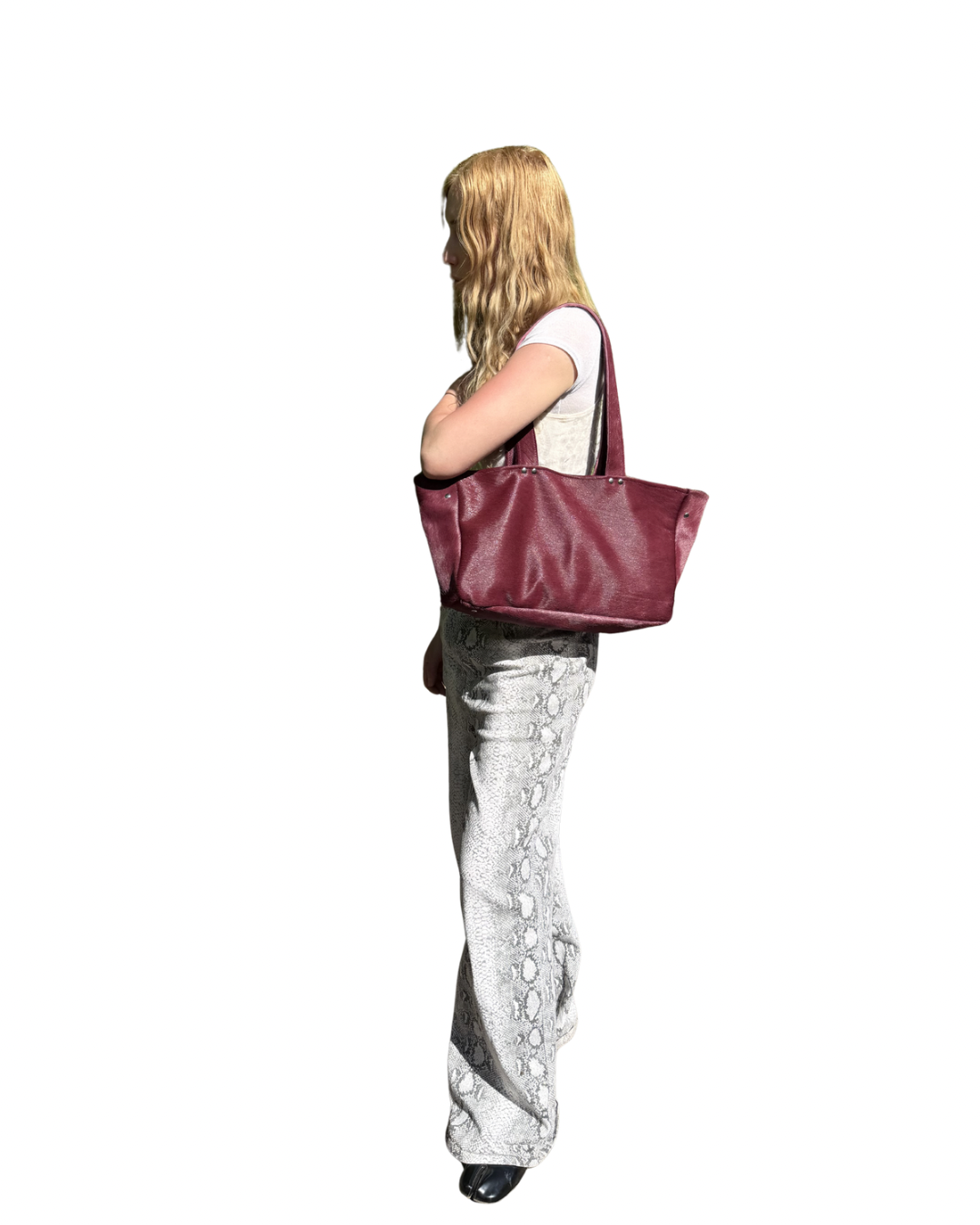 COW BURGUNDY LEATHER BAG