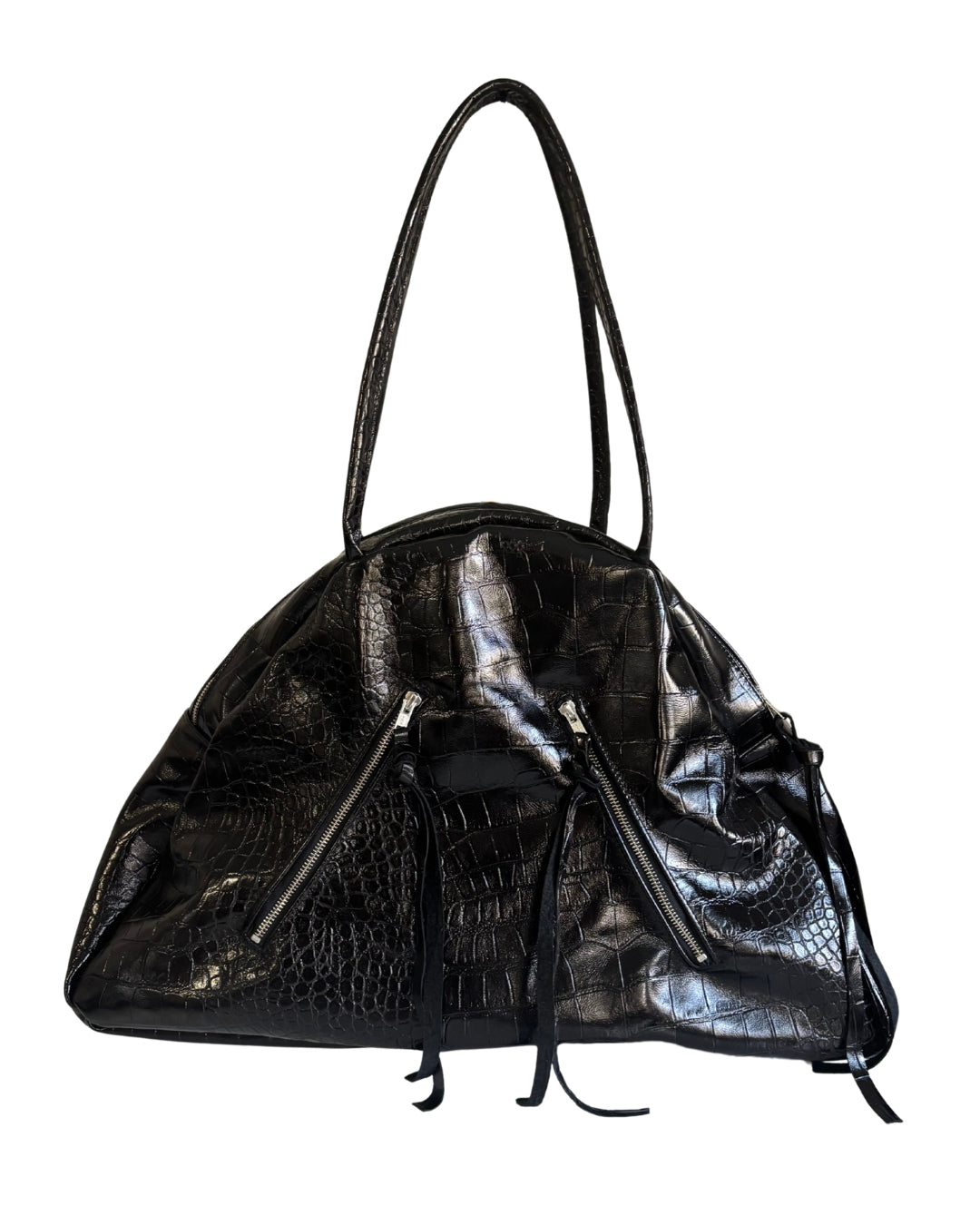 TRAVEL BAG BLACK CROCODILE