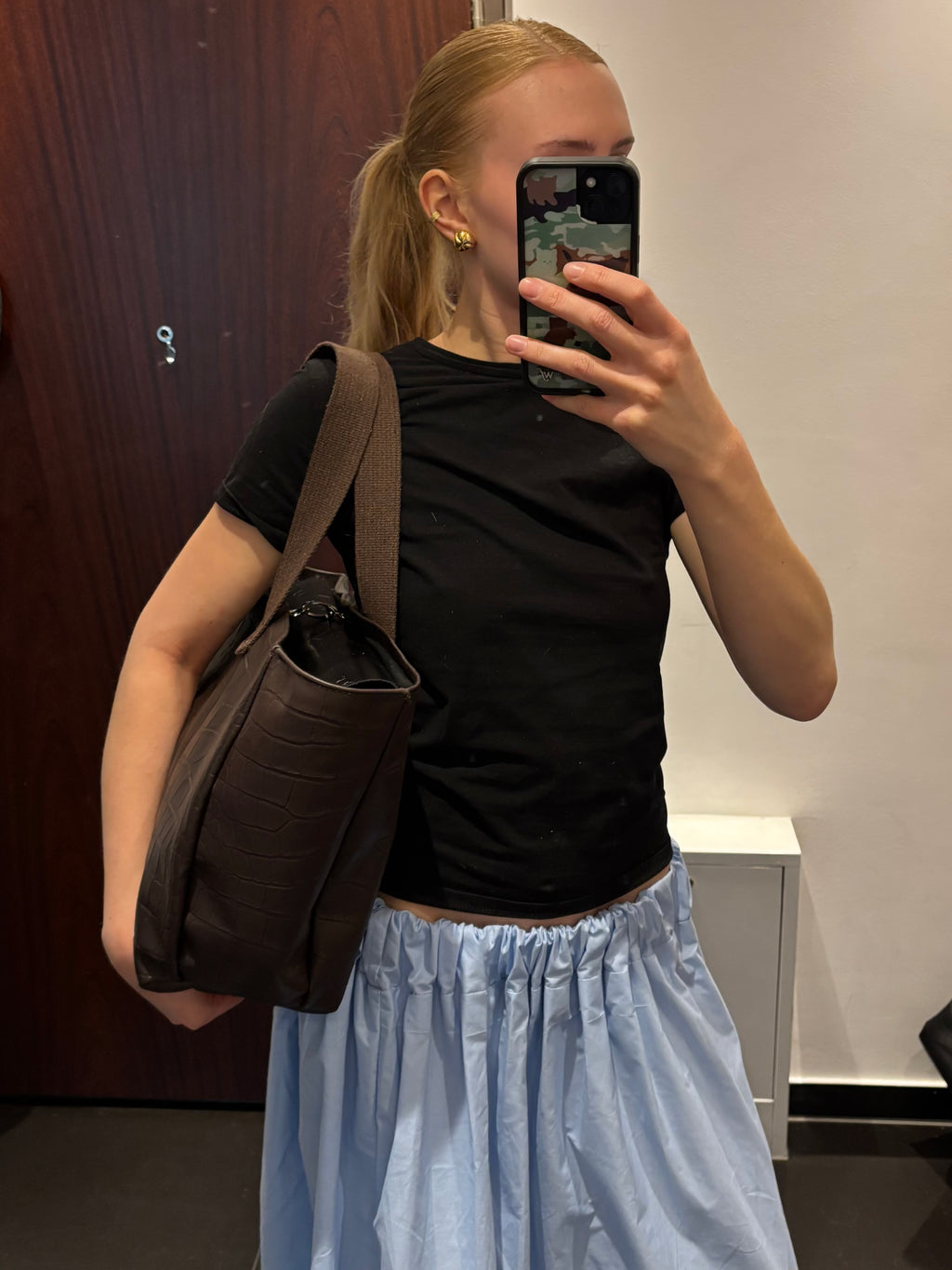 BROWN CROCODILE LEATHER BAG