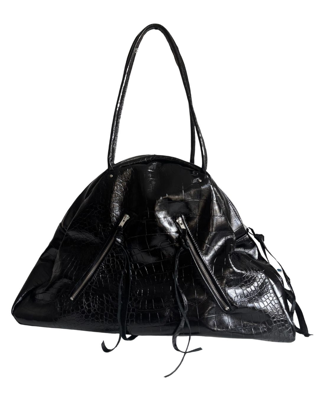 TRAVEL BAG BLACK CROCODILE