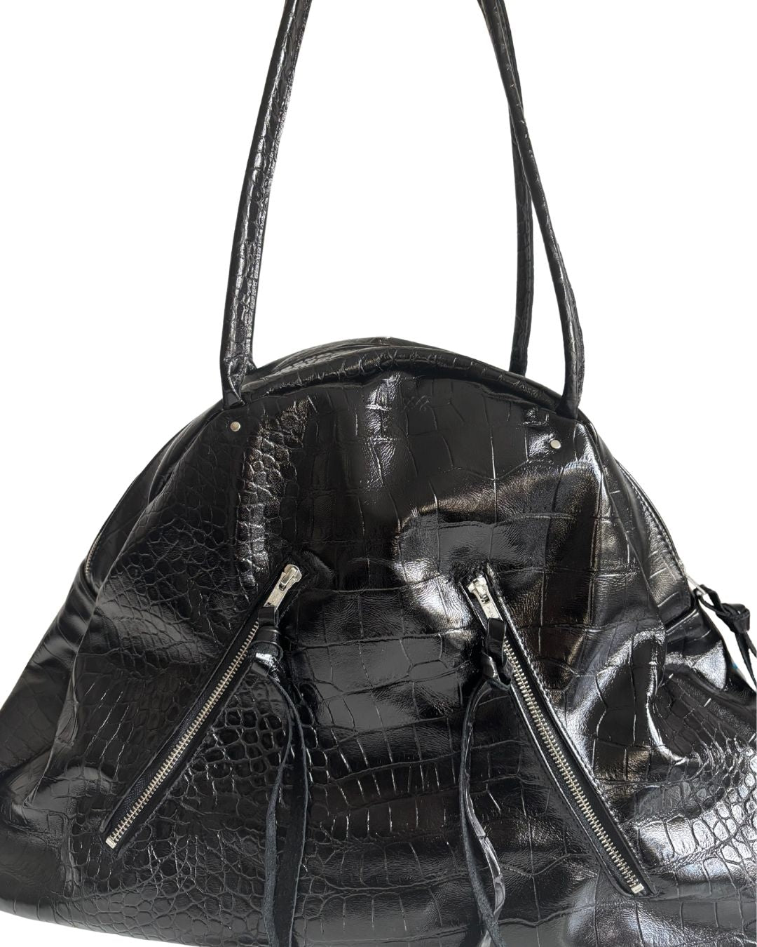 TRAVEL BAG BLACK CROCODILE