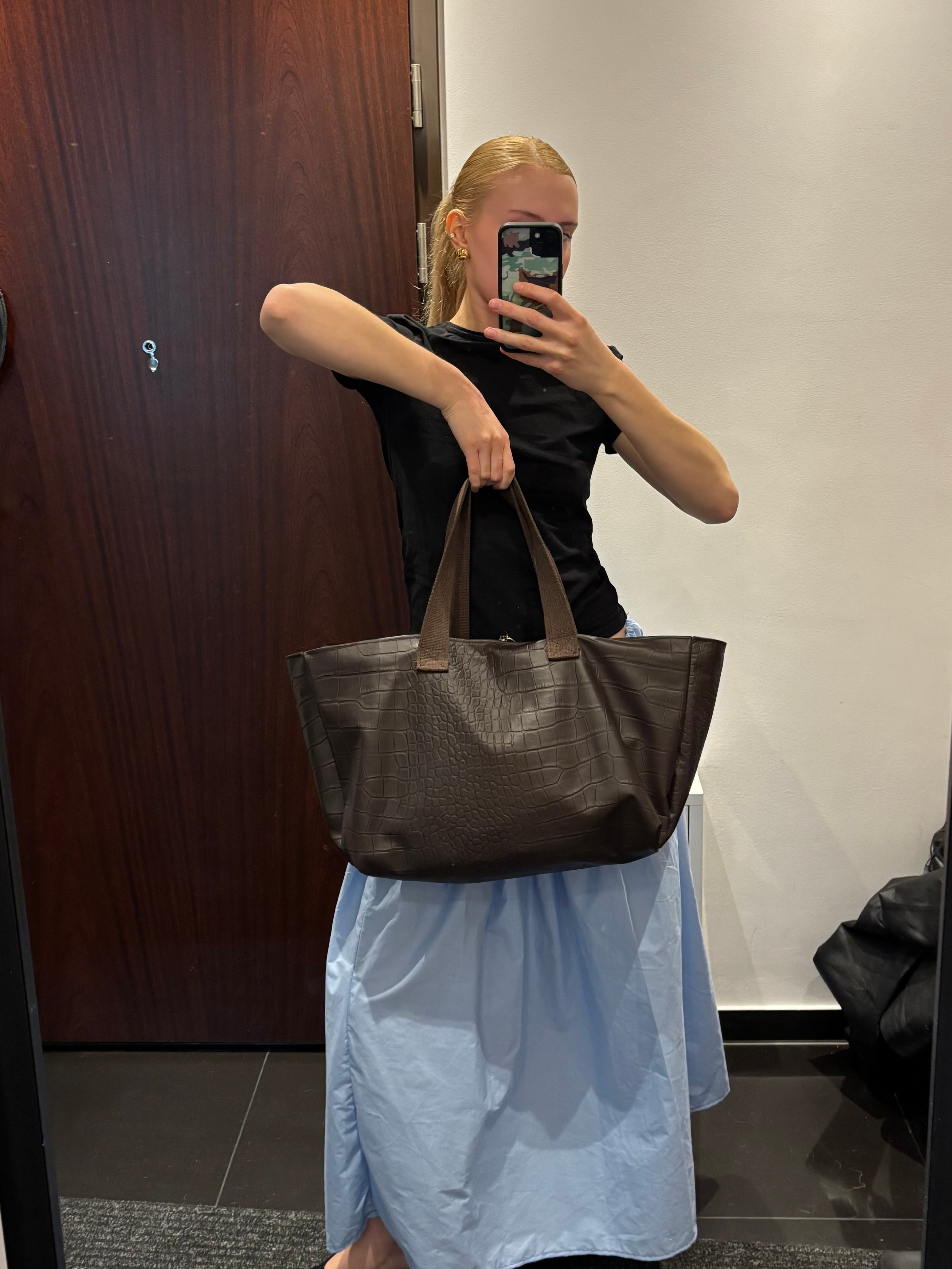 BROWN CROCODILE LEATHER BAG