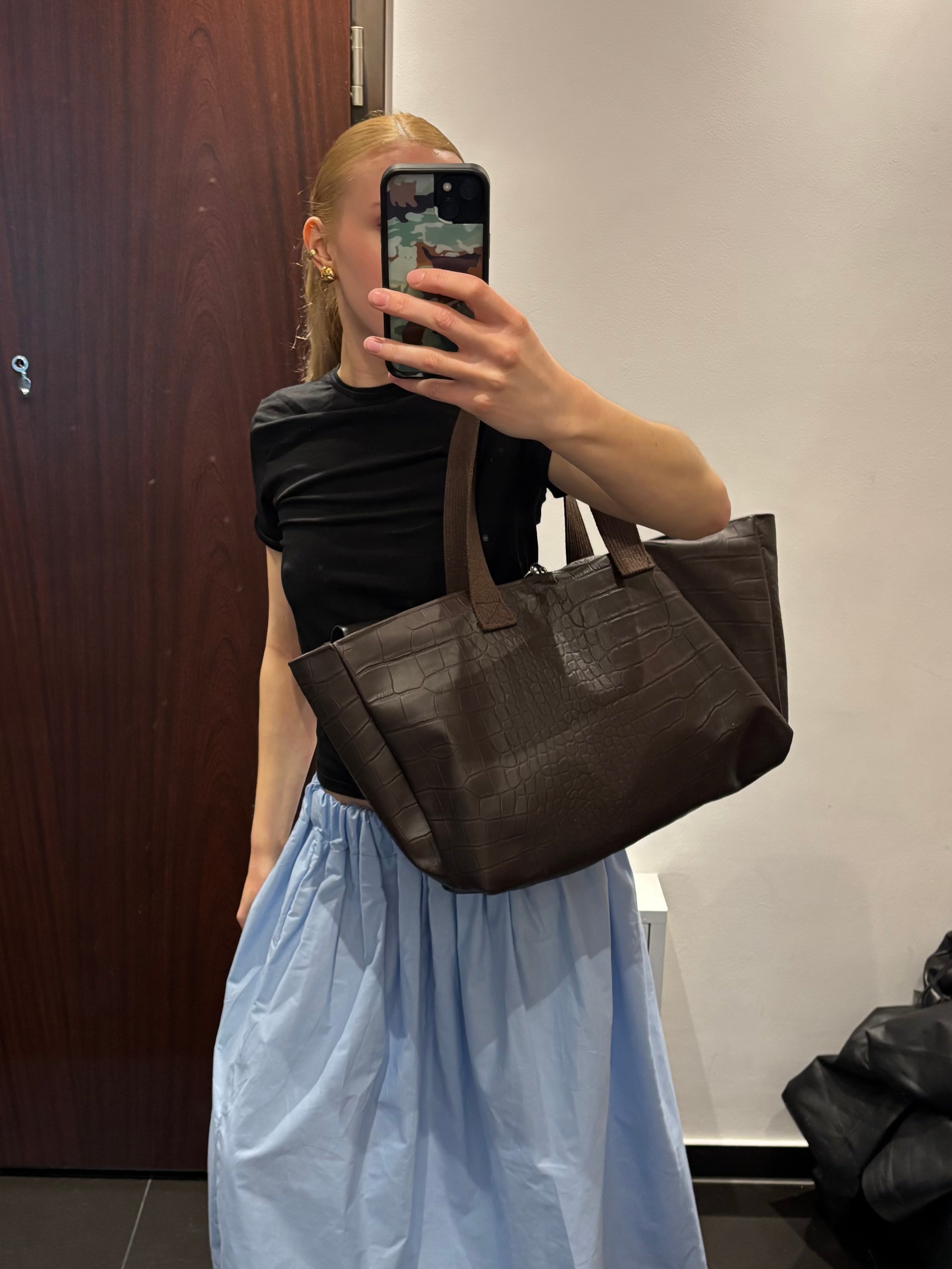 BROWN CROCODILE LEATHER BAG
