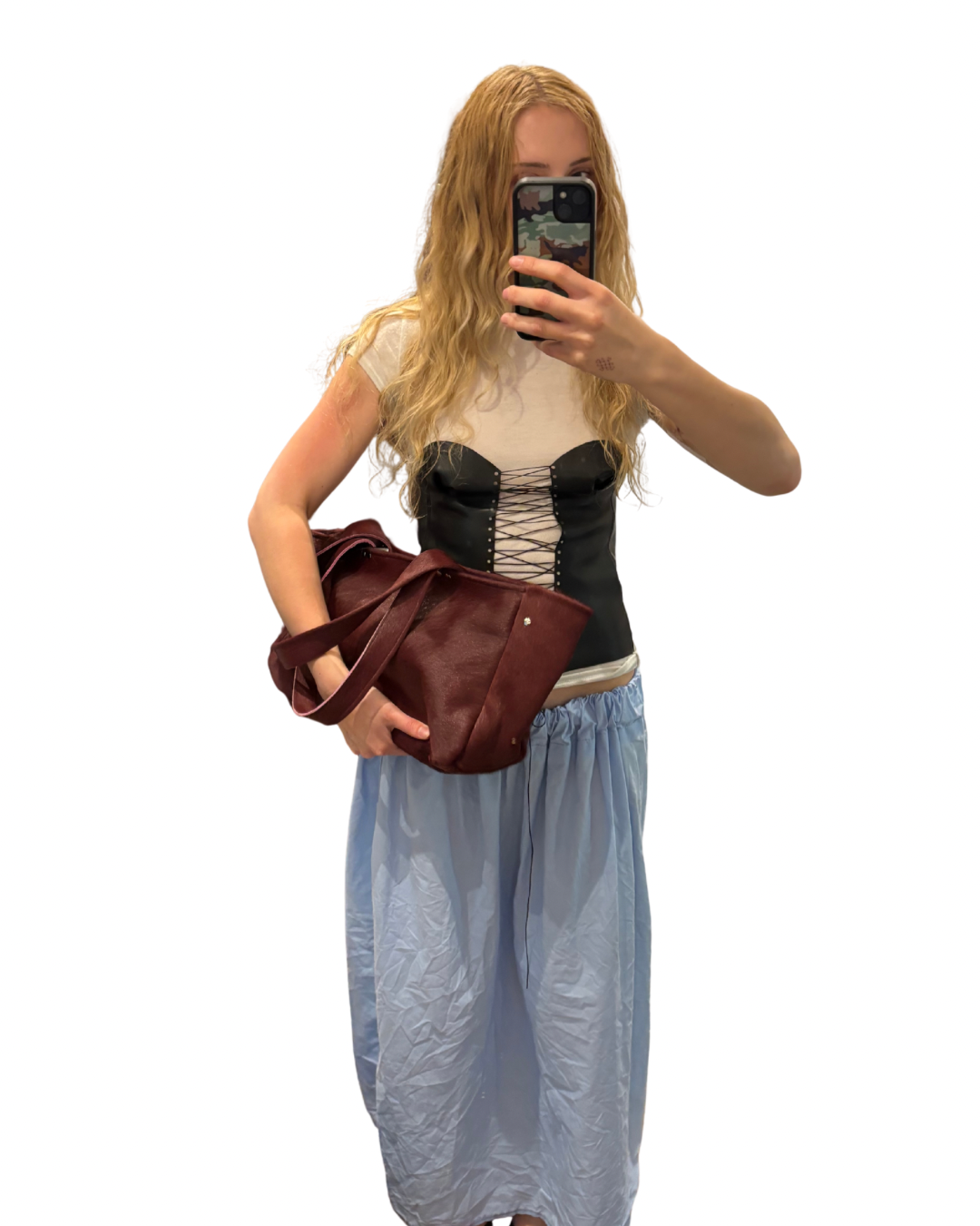 COW BURGUNDY LEATHER BAG