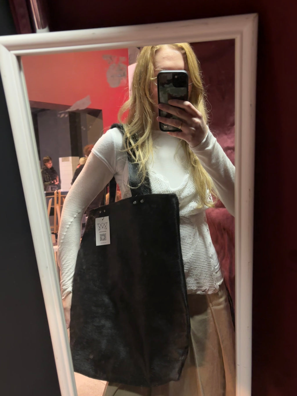 SHOPPER BAG BLACK COW HAIR