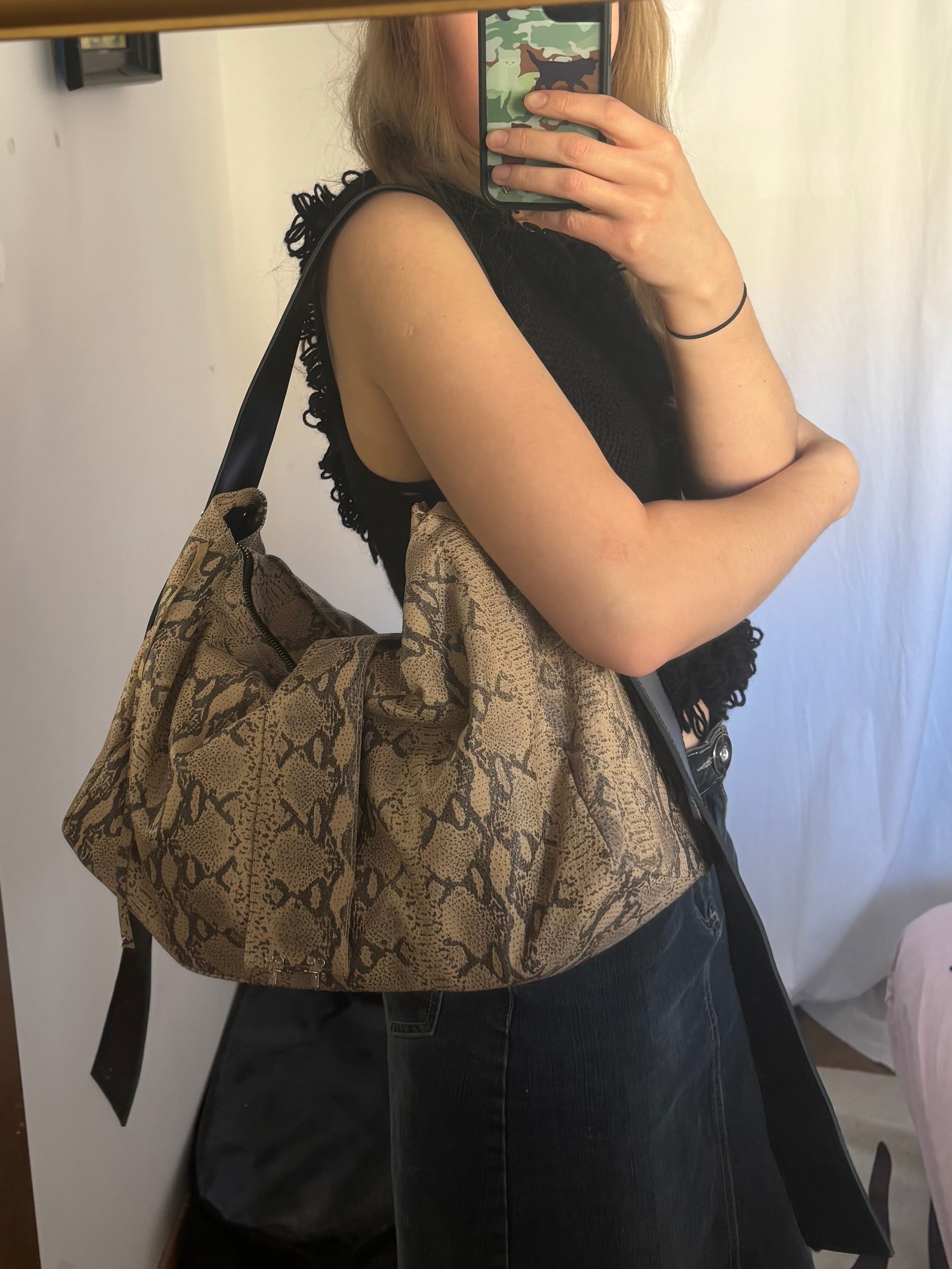 SHOPPER BAG BEIGE SNAKE
