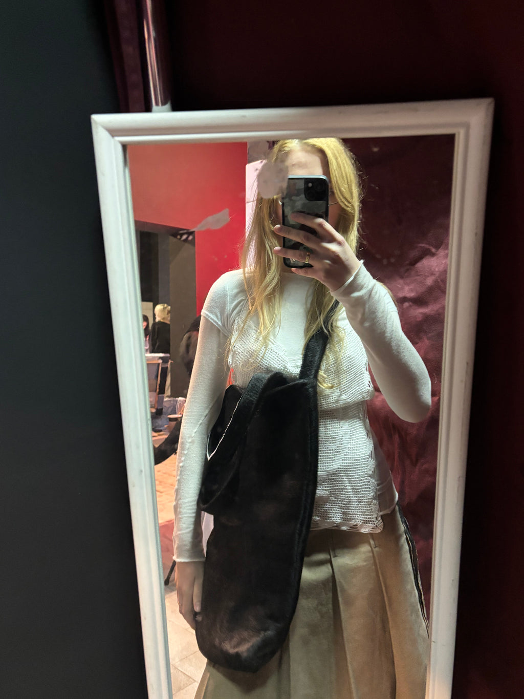 SHOPPER BAG BLACK COW HAIR