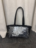 BLACK SEQUIN LEATHER SHOPPER BAG