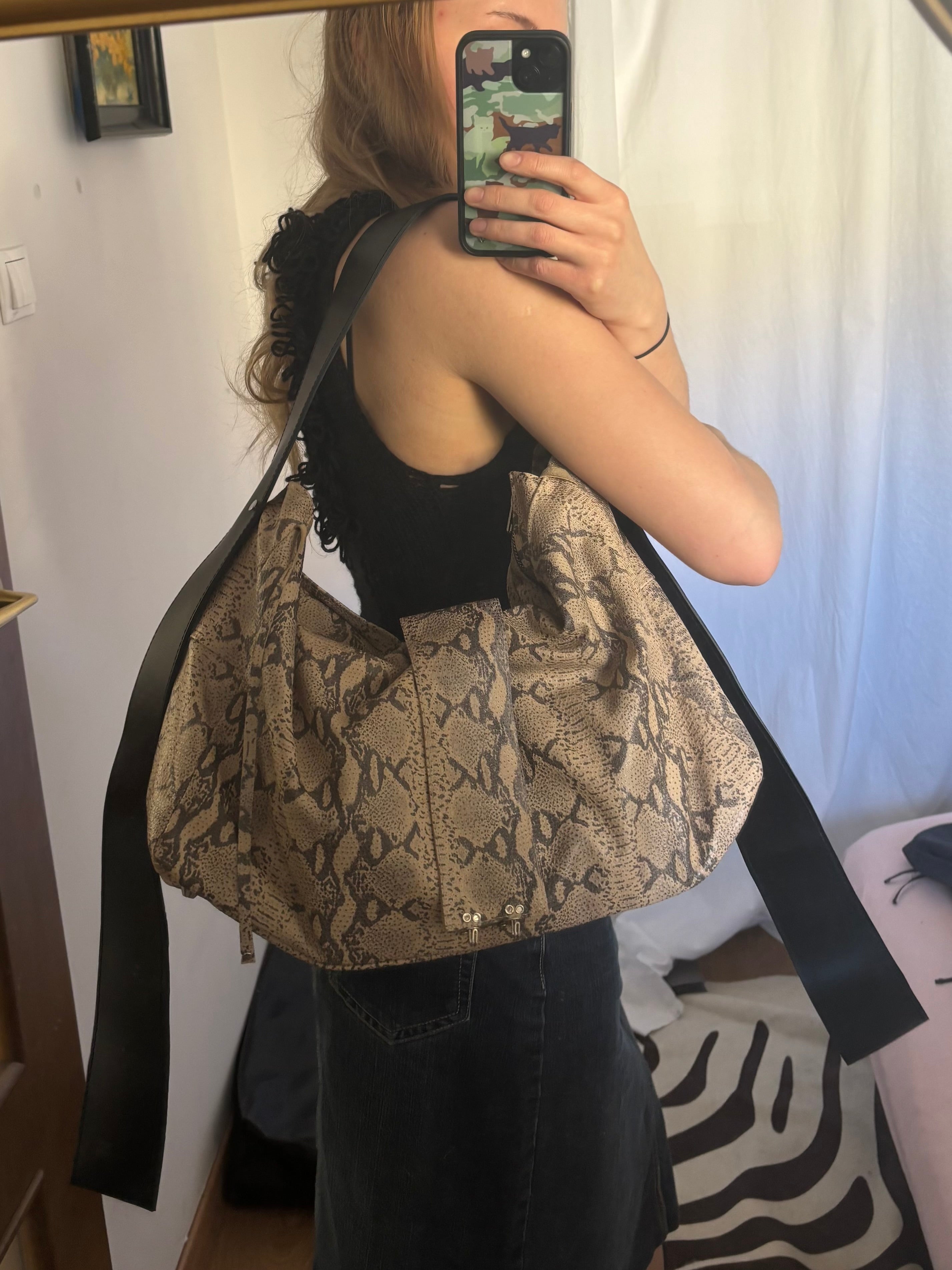 SHOPPER BAG BEIGE SNAKE
