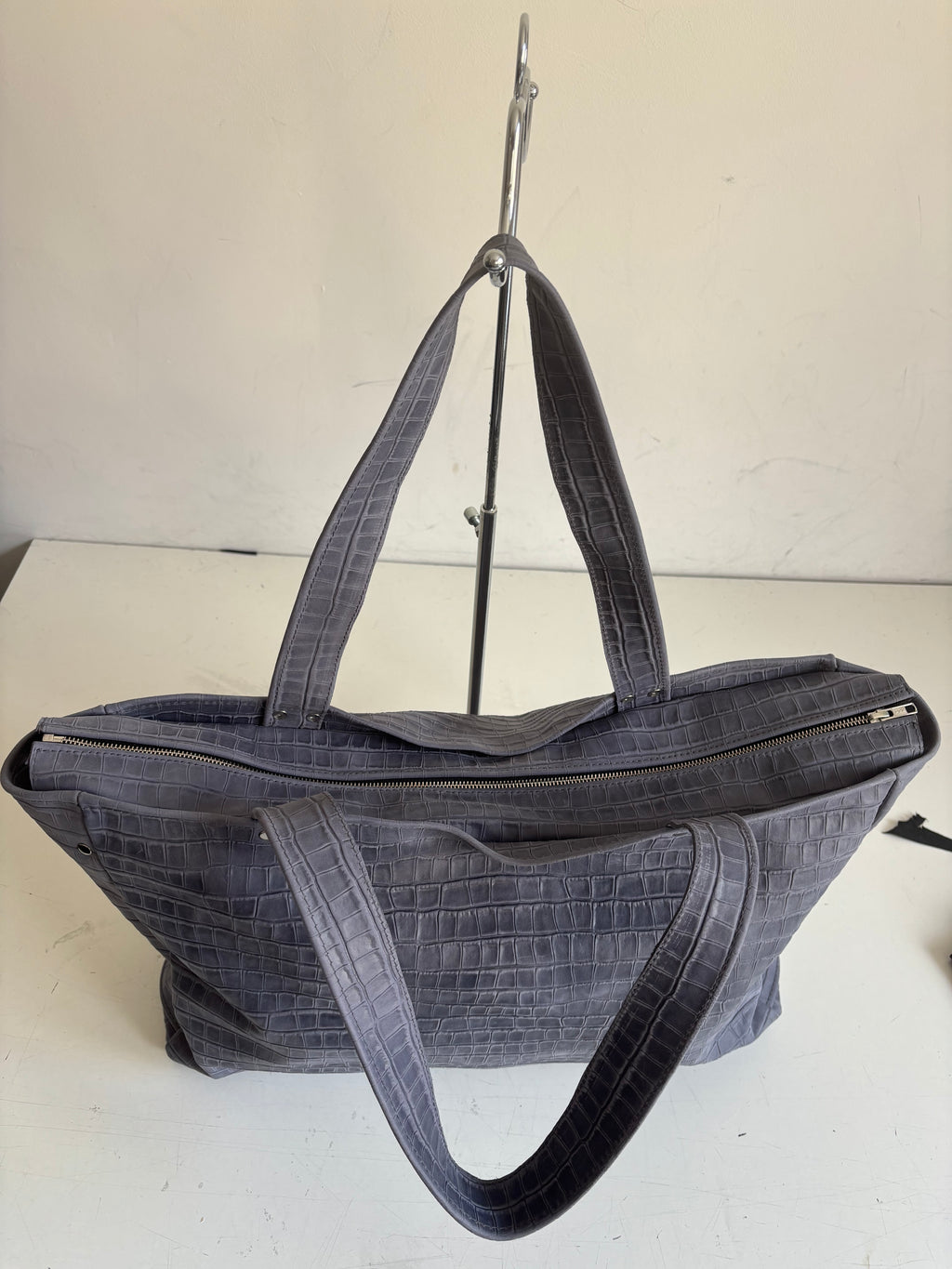 BLUE CROCODILE LEATHER BAG