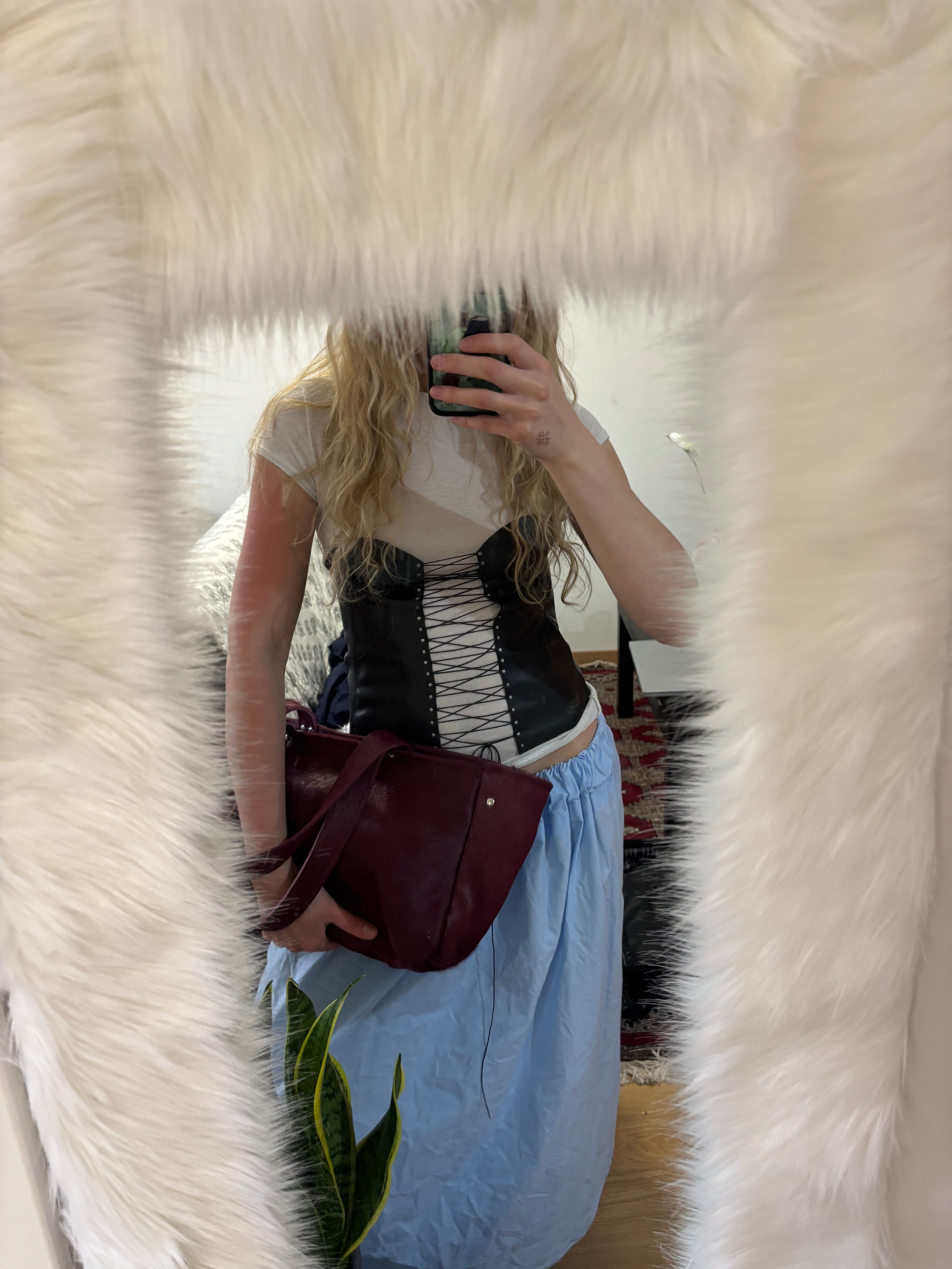 COW BURGUNDY LEATHER BAG