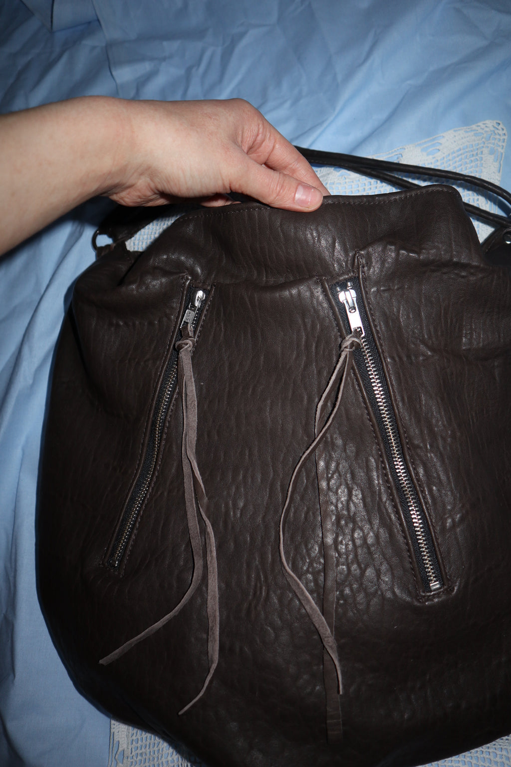 HOBO BAG BUBBLE BROWN LEATHER