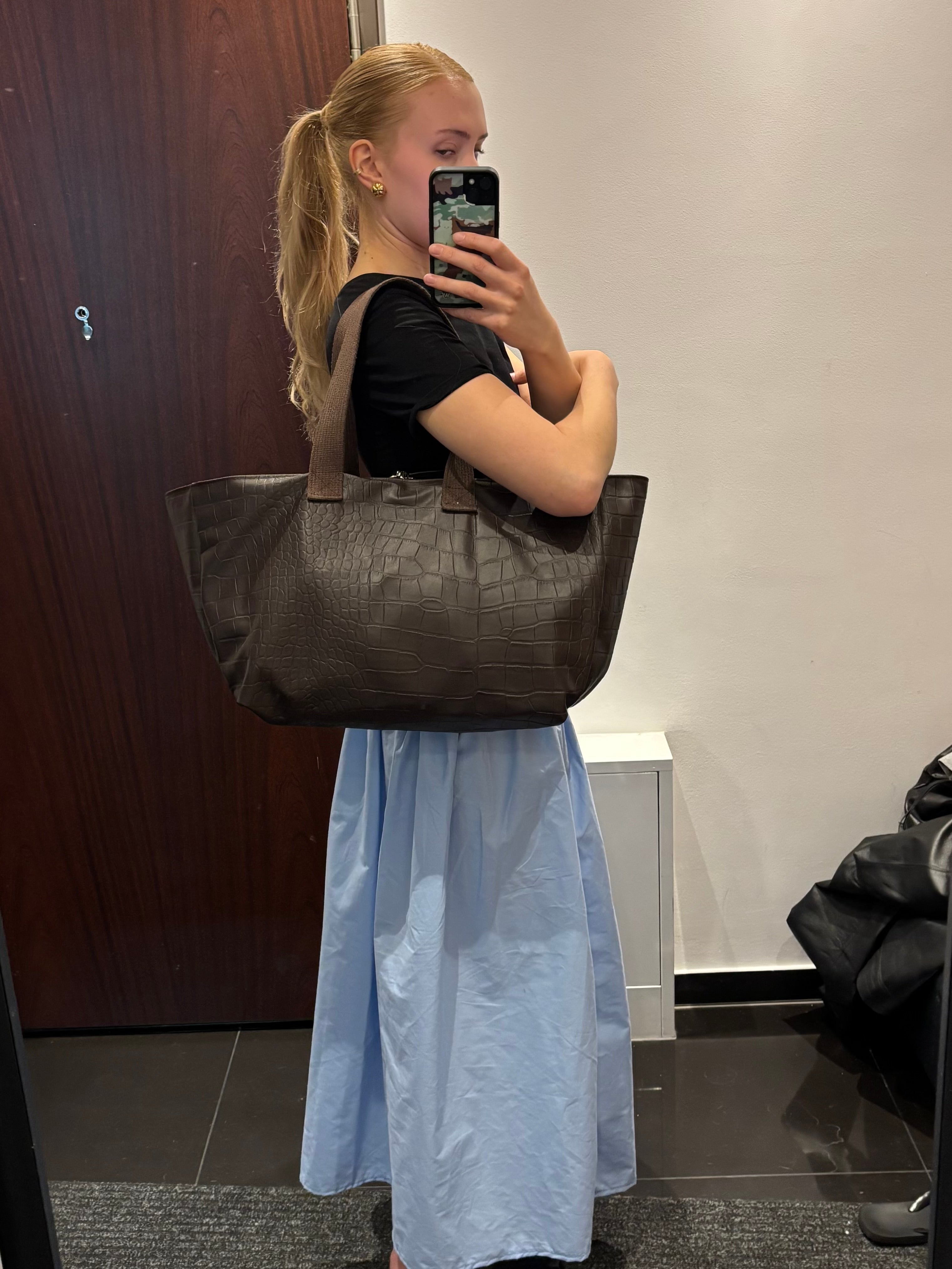 BROWN CROCODILE LEATHER BAG