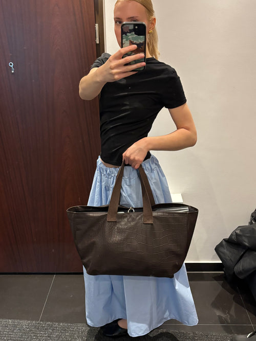 BROWN CROCODILE LEATHER BAG