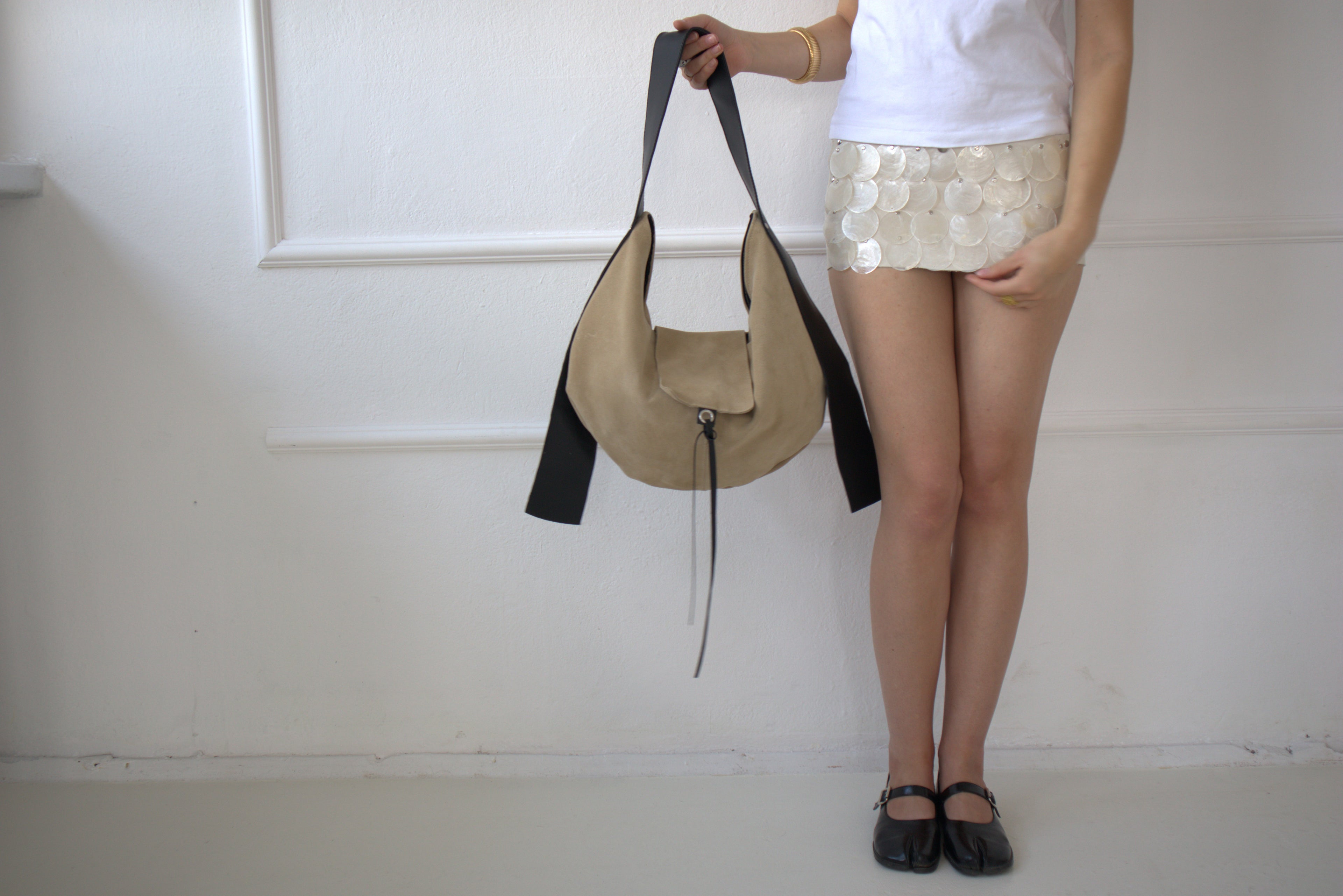 HOBO BAG BEIGE SUEDE