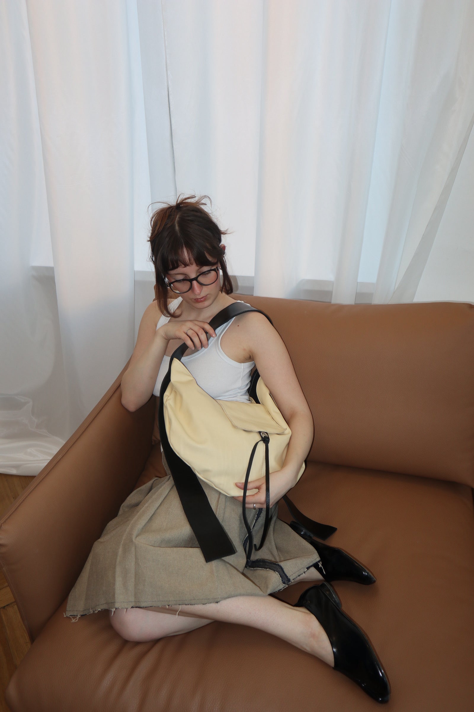 HOBO BAG BUTTER YELLOW LEATHER