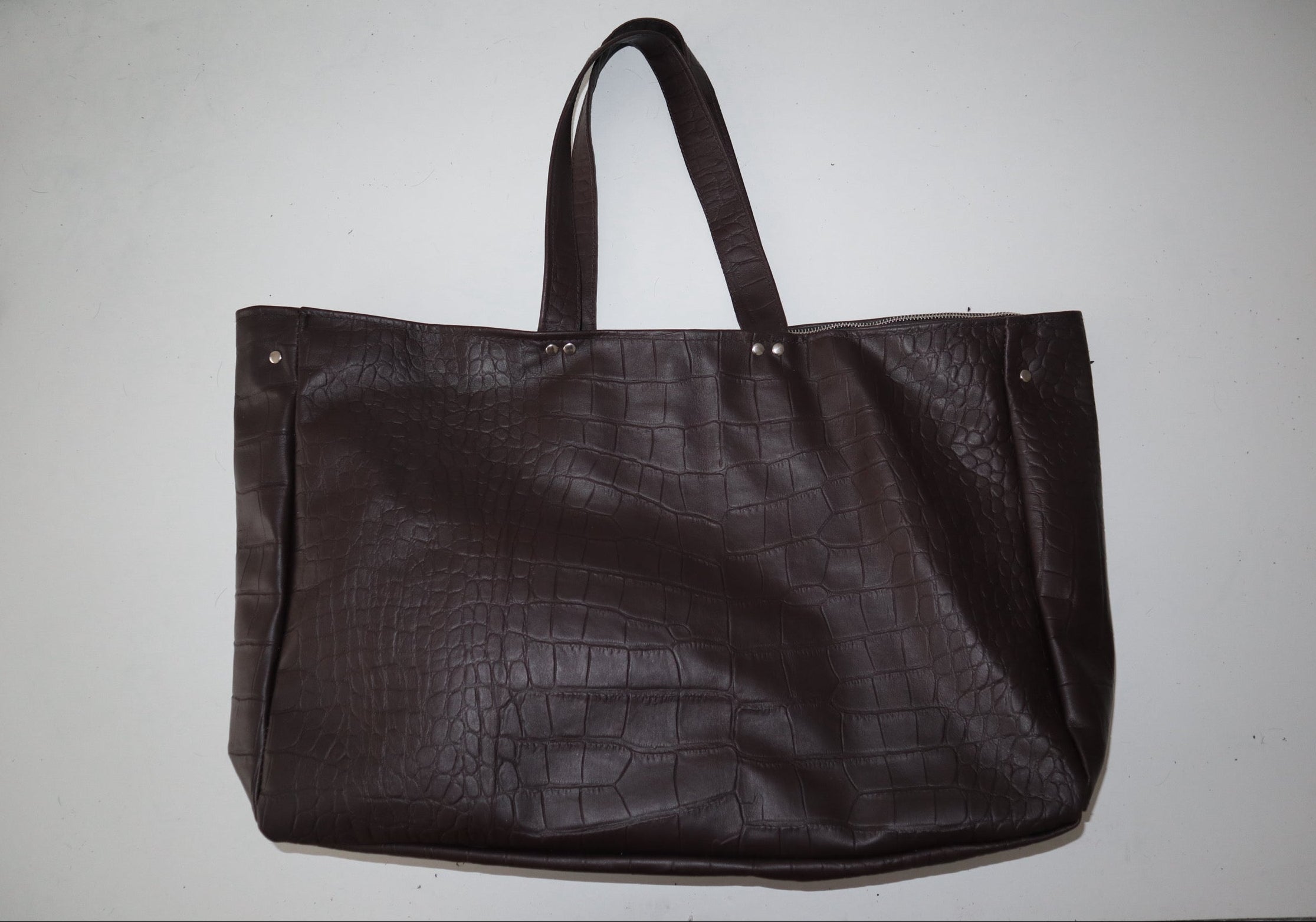 BROWN CROCODILE LEATHER BAG