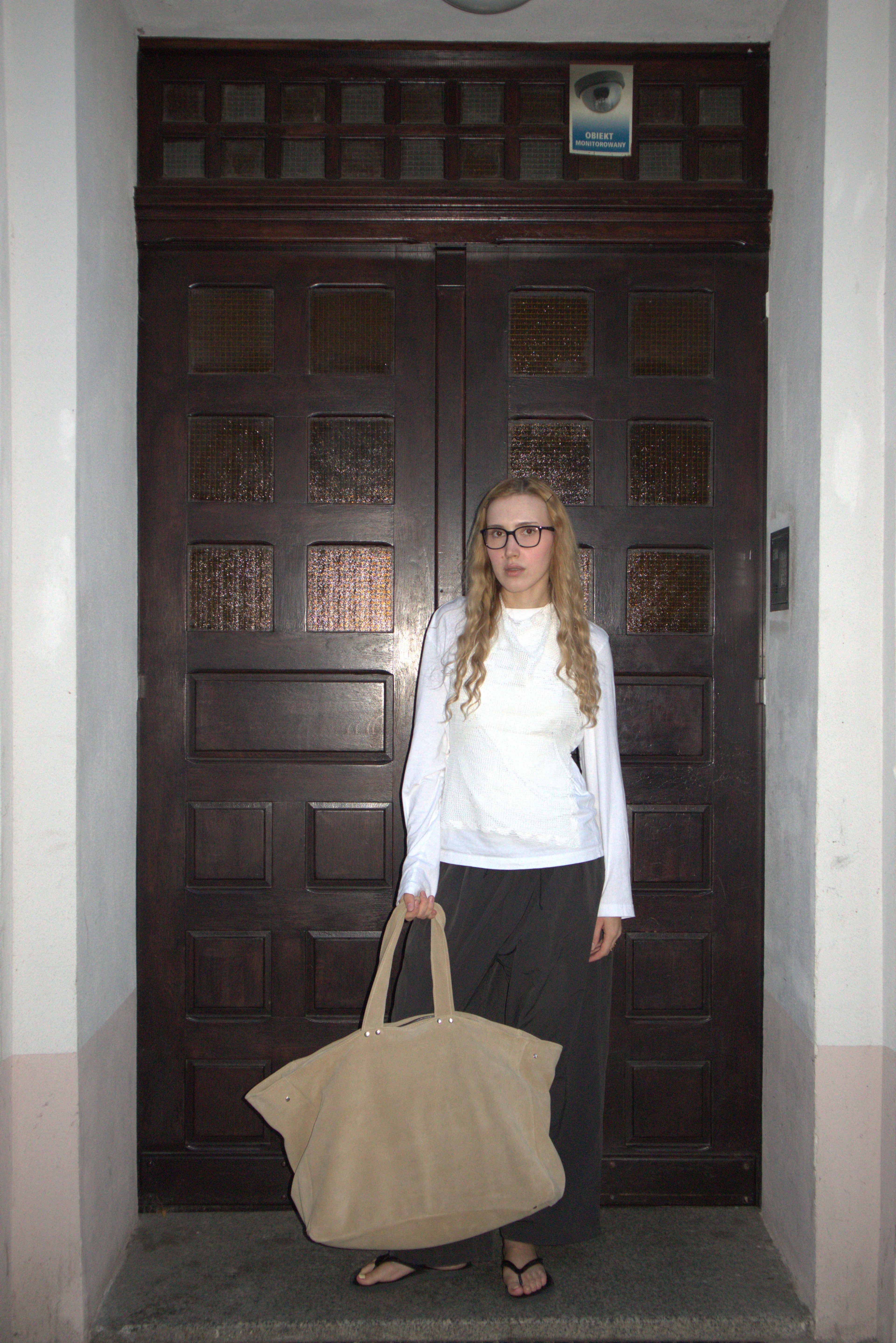 BEIGE SUEDE LEATHER BAG