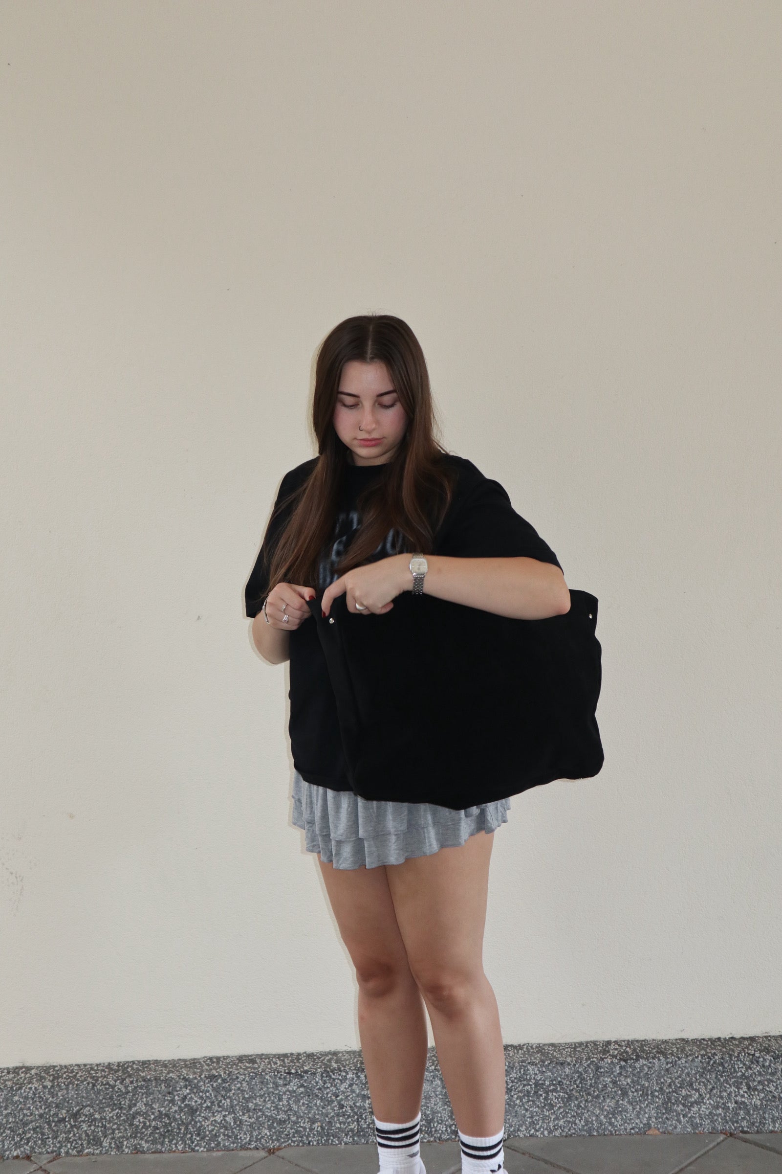 BLACK SUEDE LEATHER BAG