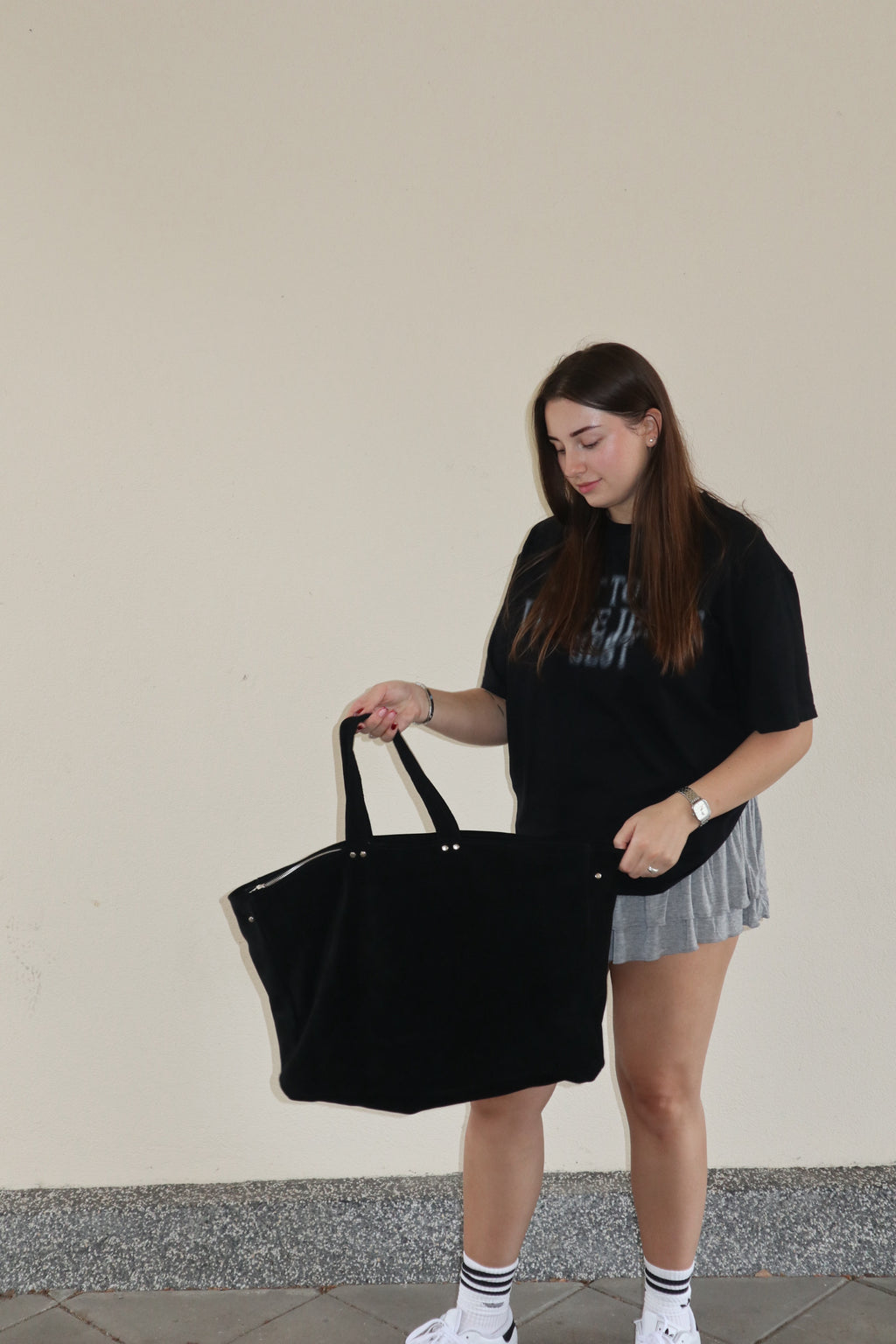 BLACK SUEDE LEATHER BAG