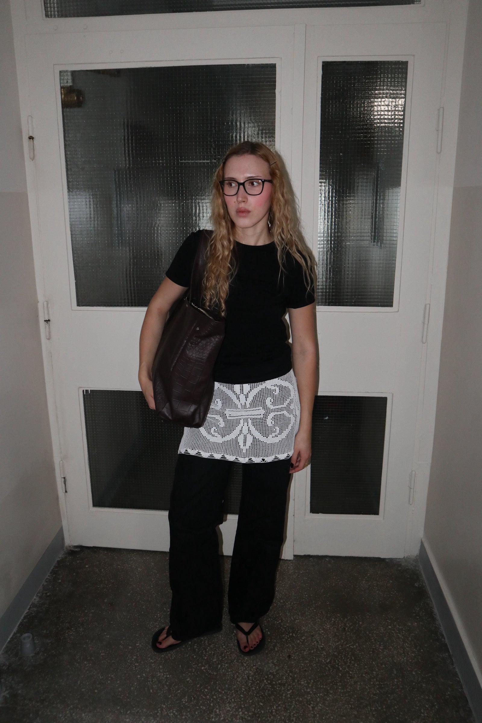 BROWN CROCODILE LEATHER BAG