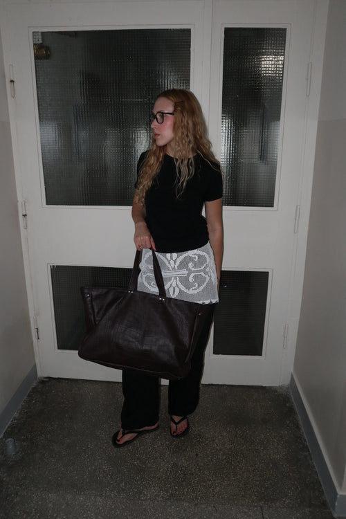 BROWN CROCODILE LEATHER BAG