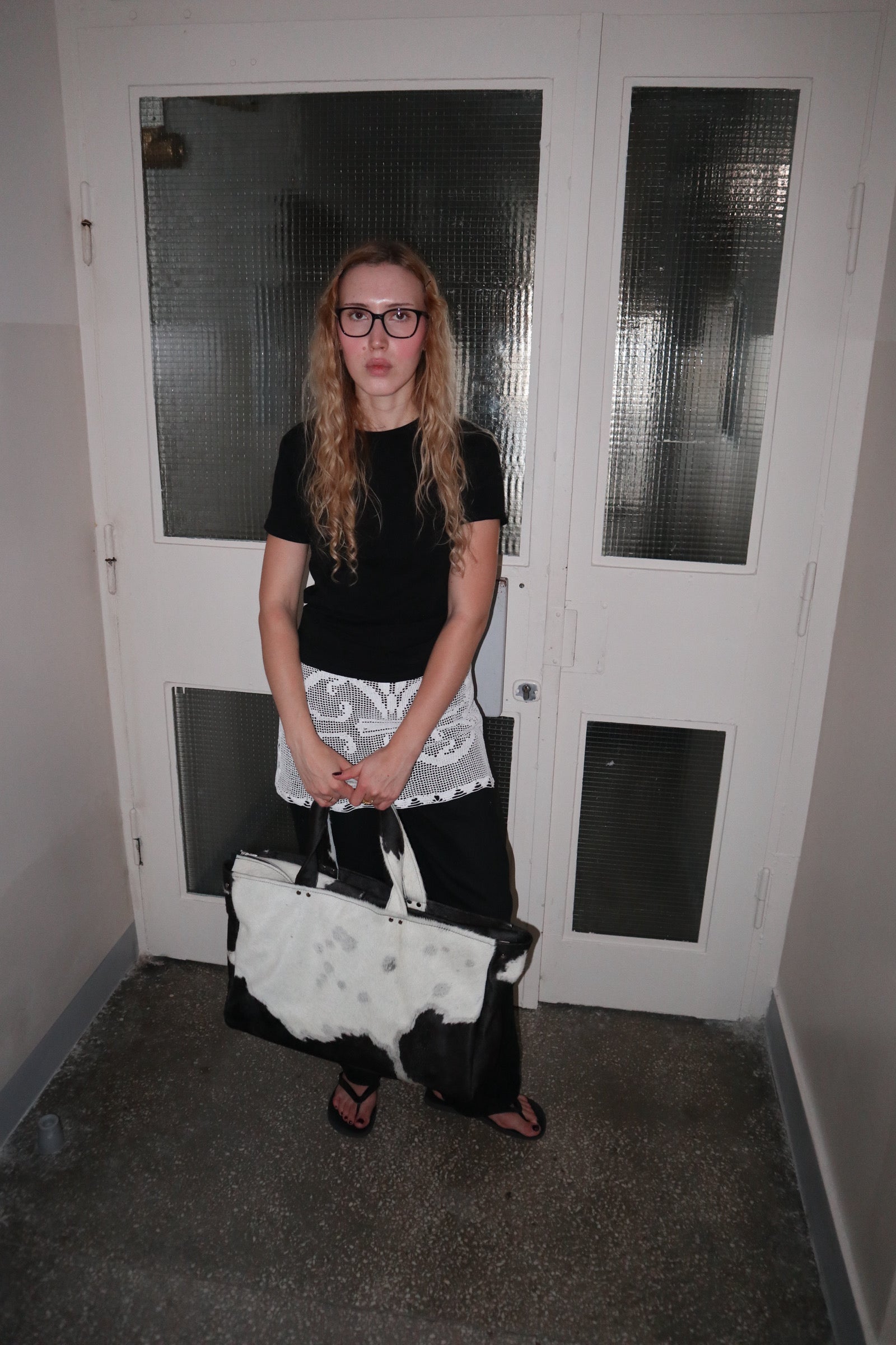 COW WHITE LEATHER BAG