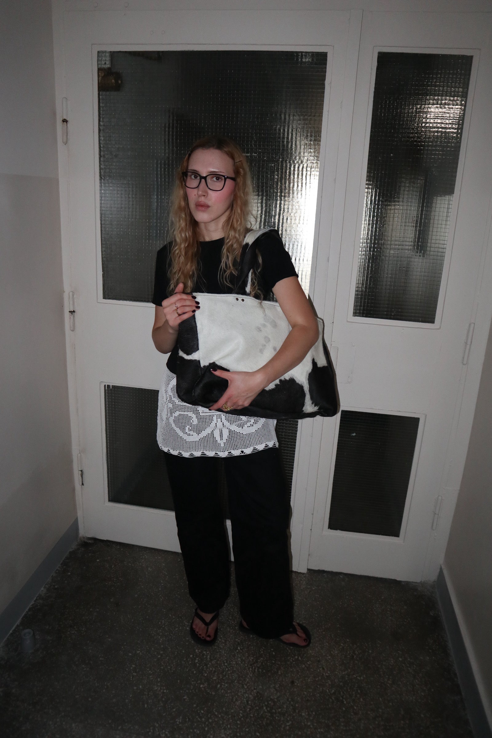 COW WHITE LEATHER BAG