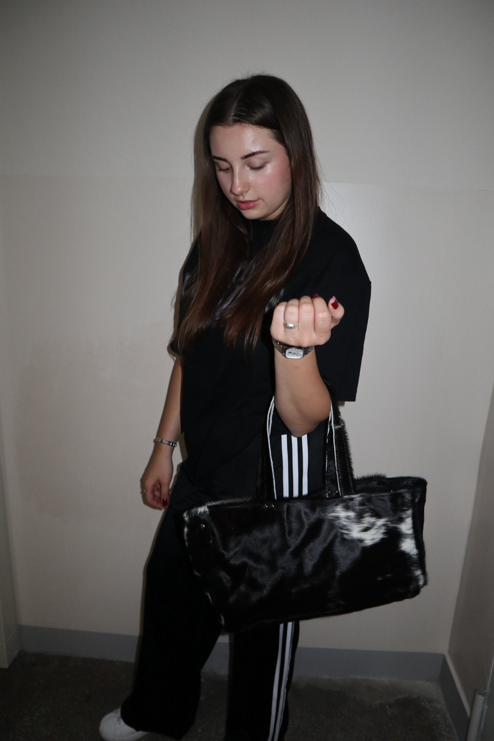 COW BLACK LEATHER BAG